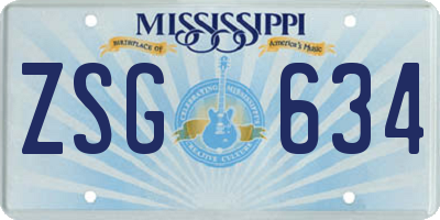 MS license plate ZSG634