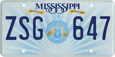 MS license plate ZSG647