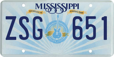 MS license plate ZSG651