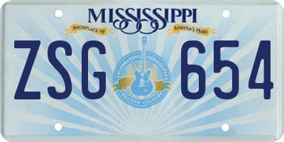 MS license plate ZSG654