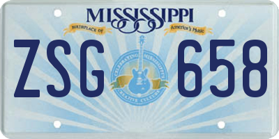MS license plate ZSG658