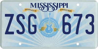 MS license plate ZSG673