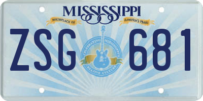 MS license plate ZSG681