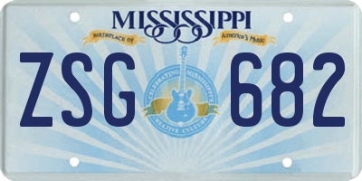 MS license plate ZSG682