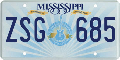 MS license plate ZSG685
