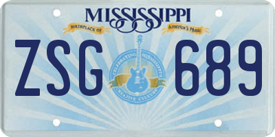 MS license plate ZSG689