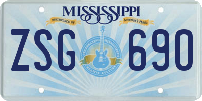 MS license plate ZSG690