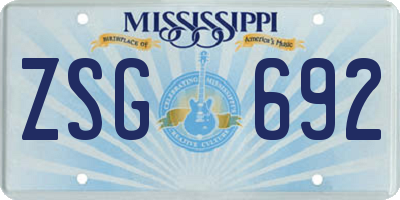 MS license plate ZSG692