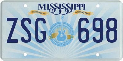 MS license plate ZSG698