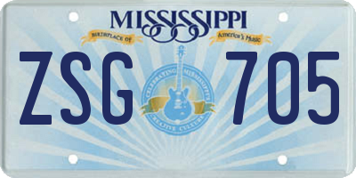 MS license plate ZSG705