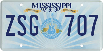 MS license plate ZSG707