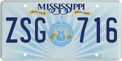 MS license plate ZSG716