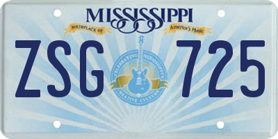 MS license plate ZSG725