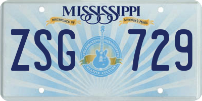 MS license plate ZSG729