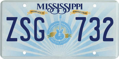 MS license plate ZSG732