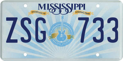 MS license plate ZSG733