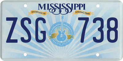 MS license plate ZSG738