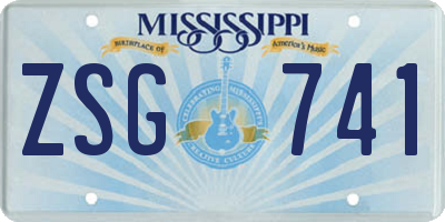 MS license plate ZSG741