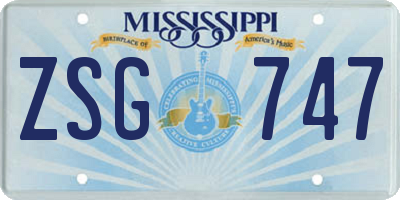 MS license plate ZSG747
