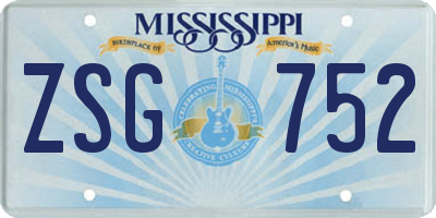MS license plate ZSG752