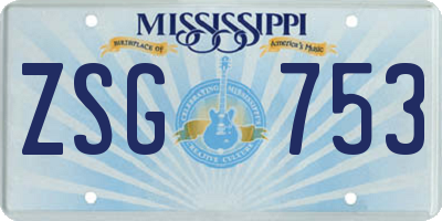 MS license plate ZSG753