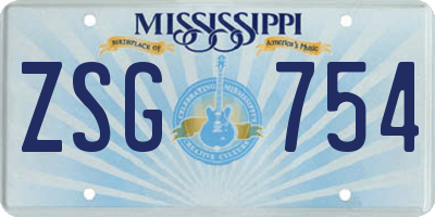 MS license plate ZSG754