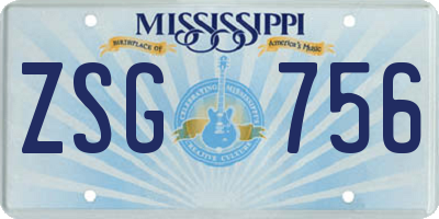 MS license plate ZSG756