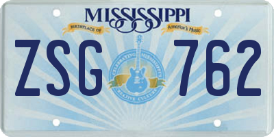 MS license plate ZSG762