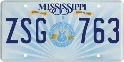 MS license plate ZSG763