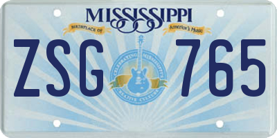 MS license plate ZSG765