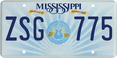 MS license plate ZSG775