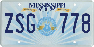 MS license plate ZSG778