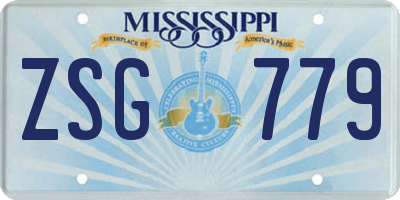 MS license plate ZSG779
