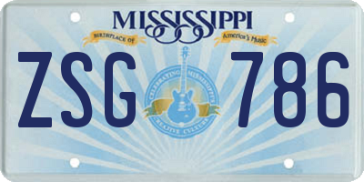 MS license plate ZSG786