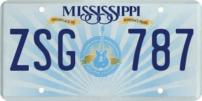 MS license plate ZSG787
