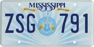 MS license plate ZSG791