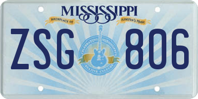 MS license plate ZSG806
