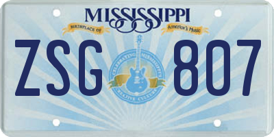 MS license plate ZSG807