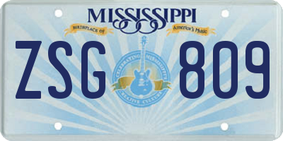 MS license plate ZSG809
