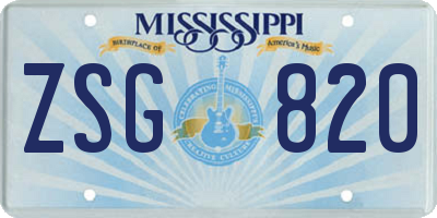 MS license plate ZSG820