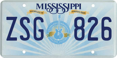 MS license plate ZSG826