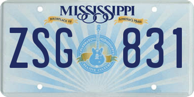 MS license plate ZSG831