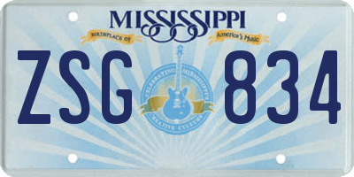MS license plate ZSG834
