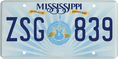 MS license plate ZSG839