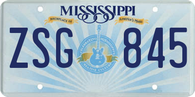 MS license plate ZSG845