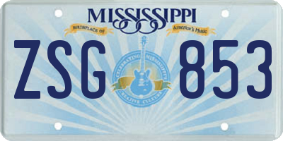 MS license plate ZSG853