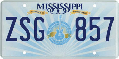 MS license plate ZSG857