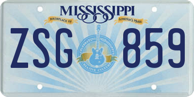 MS license plate ZSG859