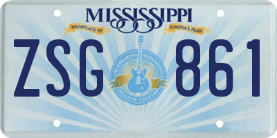 MS license plate ZSG861