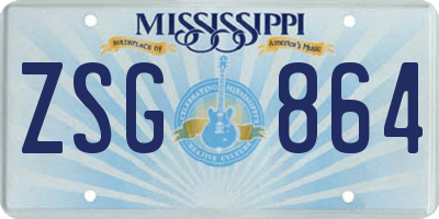 MS license plate ZSG864